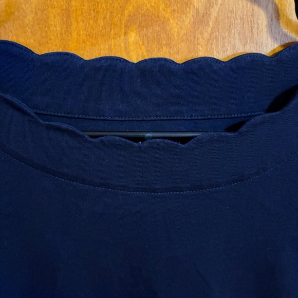 Talbots Navy Scalloped Neck Top Tee‎ - Picture 5 of 12